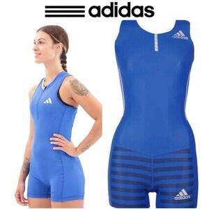 Adidas Blue and White Athletic Top women's size medium